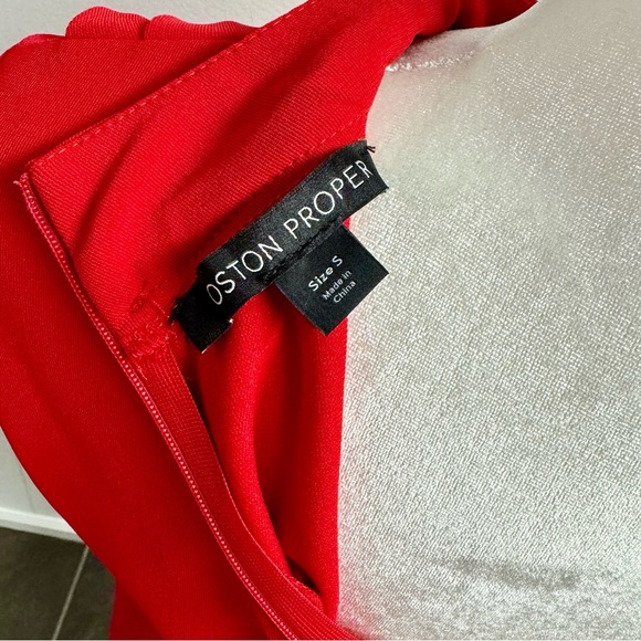 Boston Proper Mock Neck Long Sleeve Drape Front Dress Beyond Travel Red Small S - Picture 6 of 13